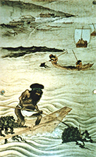 図1　アイヌによるコンブ漁の風景画（市立函館博物館所蔵）.